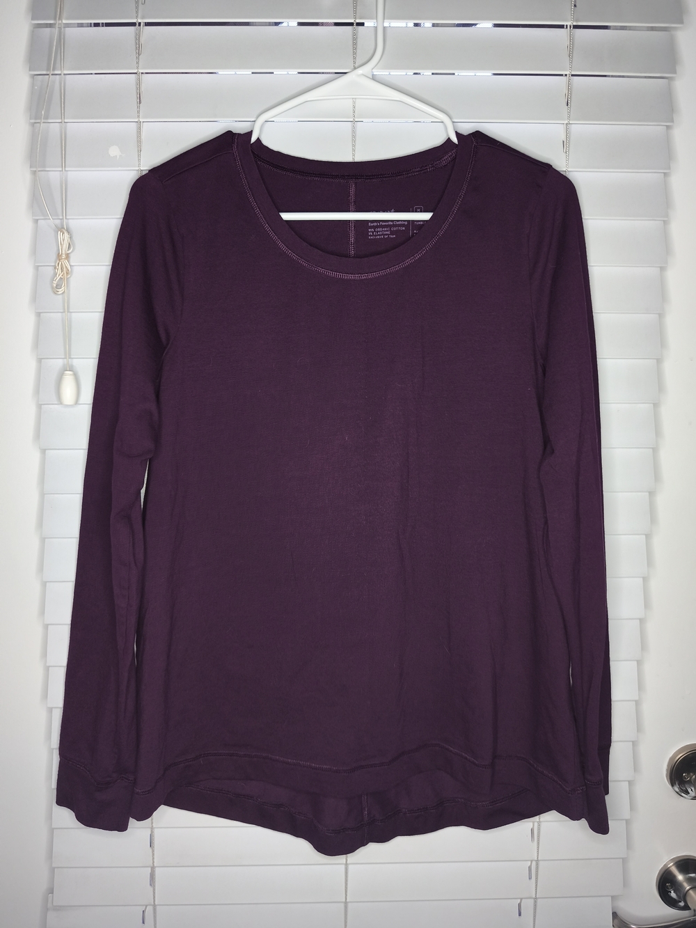 Pact Organic Cotton Luxe Stretch Jersey Long Sleeve Tee Shirt Purple Plum M EUC